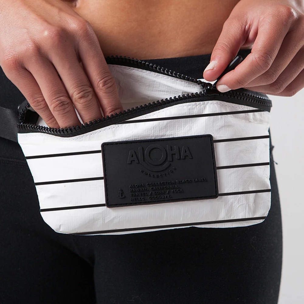 [NWT] ALOHA Mini Hip Pack Pinstripe · White on Black